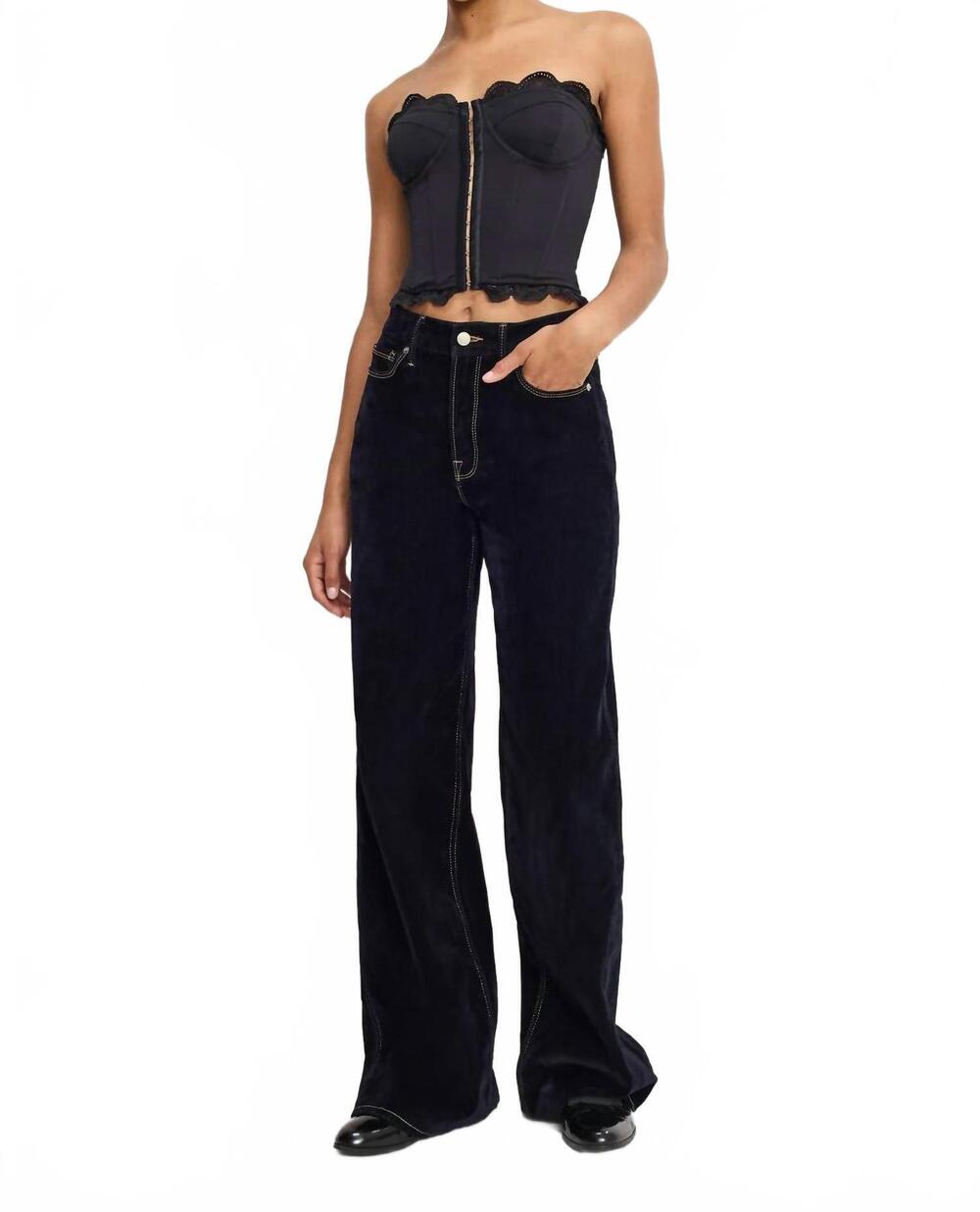 NEW GOOD AMERICAN bustier crop top in black